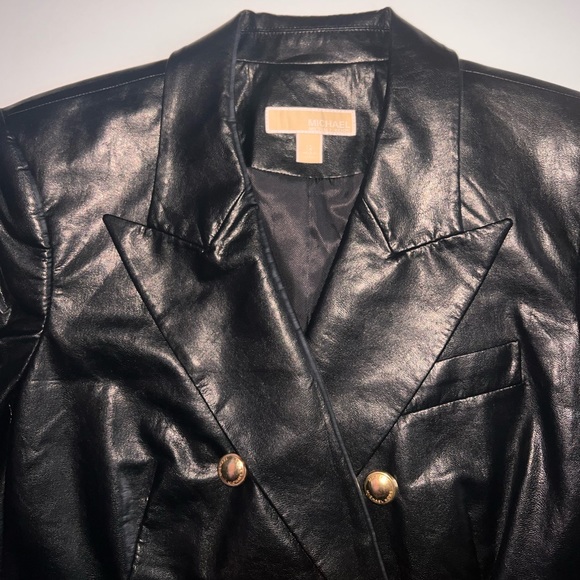 Micheal Michael Kors Leather Double breasted Black Blazer New W/out tags - Picture 8 of 8